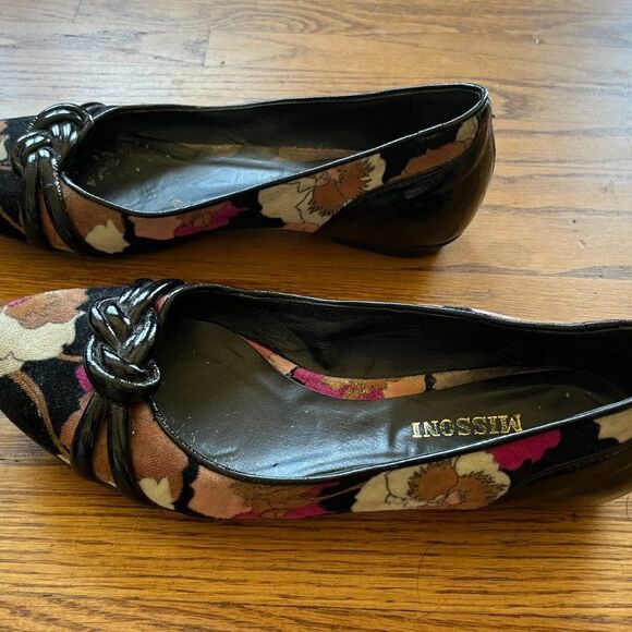 Missoni Floral Velour Slip On Ballet Flats Shoes Made Italy Women US 6 EU 36.5 - Picture 4 of 6